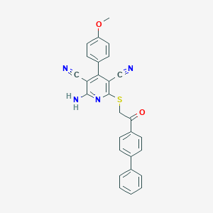 molecular formula C28H20N4O2S B377458 2-Amino-4-(4-methoxyphenyl)-6-[2-oxo-2-(4-phenylphenyl)ethyl]sulfanylpyridine-3,5-dicarbonitrile CAS No. 327168-33-2