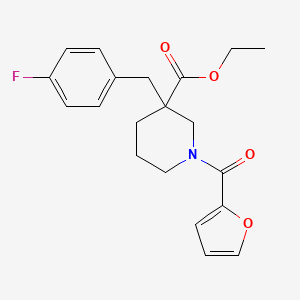 molecular formula C20H22FNO4 B3774679 ethyl 3-(4-fluorobenzyl)-1-(2-furoyl)-3-piperidinecarboxylate 