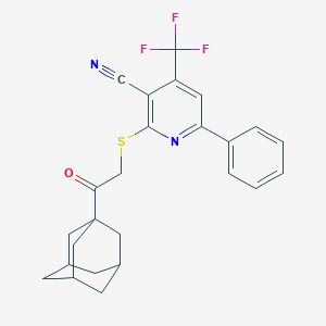 molecular formula C25H23F3N2OS B377487 2-{[2-(1-Adamantyl)-2-oxoethyl]sulfanyl}-6-phenyl-4-(trifluoromethyl)nicotinonitrile CAS No. 316360-11-9