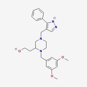 2-[1-[(3,5-dimethoxyphenyl)methyl]-4-[(5-phenyl-1H-pyrazol-4-yl)methyl]piperazin-2-yl]ethanol