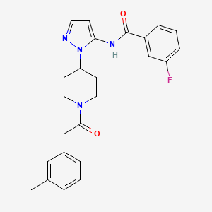 3-fluoro-N-(1-{1-[(3-methylphenyl)acetyl]-4-piperidinyl}-1H-pyrazol-5-yl)benzamide