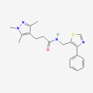 N-[(4-phenyl-1,3-thiazol-5-yl)methyl]-3-(1,3,5-trimethyl-1H-pyrazol-4-yl)propanamide