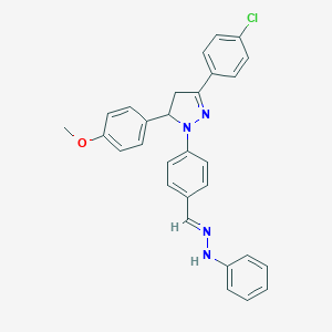 molecular formula C29H25ClN4O B377532 4-[3-(4-chlorophenyl)-5-(4-methoxyphenyl)-4,5-dihydro-1H-pyrazol-1-yl]benzaldehyde phenylhydrazone 