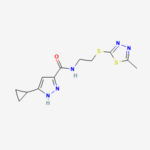 3-cyclopropyl-N-{2-[(5-methyl-1,3,4-thiadiazol-2-yl)thio]ethyl}-1H-pyrazole-5-carboxamide