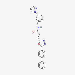 3-[5-(4-biphenylyl)-1,3,4-oxadiazol-2-yl]-N-[3-(1H-pyrazol-1-yl)benzyl]propanamide