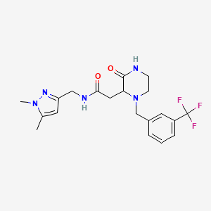 N-[(1,5-dimethylpyrazol-3-yl)methyl]-2-[3-oxo-1-[[3-(trifluoromethyl)phenyl]methyl]piperazin-2-yl]acetamide