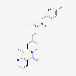 N-[(4-fluorophenyl)methyl]-3-[1-(2-methylsulfanylpyridine-3-carbonyl)piperidin-4-yl]propanamide