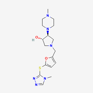 (3S,4S)-4-(4-methylpiperazin-1-yl)-1-[[5-[(4-methyl-1,2,4-triazol-3-yl)sulfanyl]furan-2-yl]methyl]pyrrolidin-3-ol