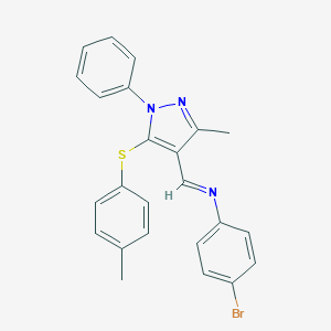 molecular formula C24H20BrN3S B377544 N-(4-bromophenyl)-N-({3-methyl-5-[(4-methylphenyl)sulfanyl]-1-phenyl-1H-pyrazol-4-yl}methylene)amine 