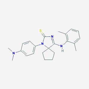 molecular formula C23H28N4S B377545 1-[4-(Dimethylamino)phenyl]-4-[(2,6-dimethylphenyl)imino]-1,3-diazaspiro[4.4]nonane-2-thione 