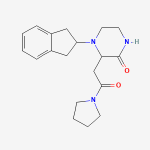 4-(2,3-dihydro-1H-inden-2-yl)-3-[2-oxo-2-(1-pyrrolidinyl)ethyl]-2-piperazinone