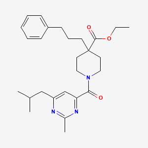 ethyl 1-[(6-isobutyl-2-methyl-4-pyrimidinyl)carbonyl]-4-(3-phenylpropyl)-4-piperidinecarboxylate