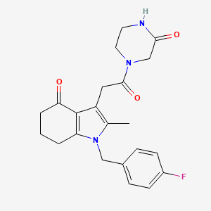 1-(4-fluorobenzyl)-2-methyl-3-[2-oxo-2-(3-oxo-1-piperazinyl)ethyl]-1,5,6,7-tetrahydro-4H-indol-4-one