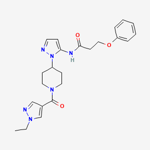 N-[2-[1-(1-ethylpyrazole-4-carbonyl)piperidin-4-yl]pyrazol-3-yl]-3-phenoxypropanamide