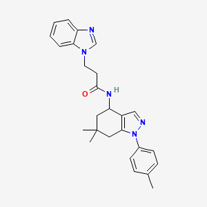 3-(1H-benzimidazol-1-yl)-N-[6,6-dimethyl-1-(4-methylphenyl)-4,5,6,7-tetrahydro-1H-indazol-4-yl]propanamide