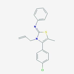 molecular formula C19H17ClN2S B377589 N-(3-allyl-4-(4-chlorophenyl)-5-methyl-1,3-thiazol-2(3H)-ylidene)-N-phenylamine 