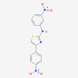 molecular formula C15H10N4O4S B377596 2-{3-Nitroanilino}-4-{4-nitrophenyl}-1,3-thiazole 