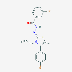 molecular formula C20H17Br2N3OS B377600 N-(3-allyl-4-(4-bromophenyl)-5-methyl-1,3-thiazol-2(3H)-ylidene)-3-bromobenzenecarbohydrazonic acid 