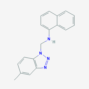 molecular formula C18H16N4 B377602 N-[(5-methyl-1H-1,2,3-benzotriazol-1-yl)methyl]-N-(1-naphthyl)amine 