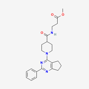 molecular formula C23H28N4O3 B3776050 methyl N-{[1-(2-phenyl-6,7-dihydro-5H-cyclopenta[d]pyrimidin-4-yl)-4-piperidinyl]carbonyl}-beta-alaninate 