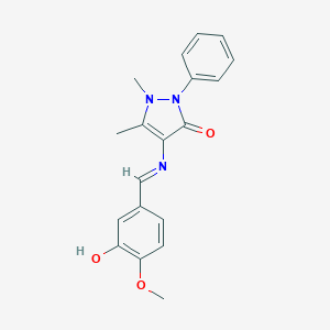 4-[(3-hydroxy-4-methoxybenzylidene)amino]-1,5-dimethyl-2-phenyl-1,2-dihydro-3H-pyrazol-3-one