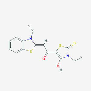 molecular formula C16H16N2O2S3 B377640 3-ethyl-5-[2-(3-ethyl-1,3-benzothiazol-2(3H)-ylidene)-1-hydroxyethylidene]-2-thioxo-1,3-thiazolidin-4-one 