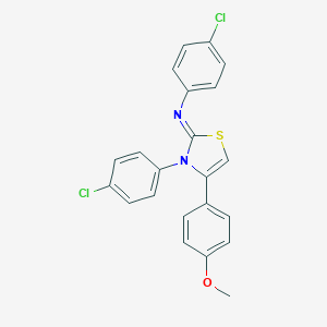 molecular formula C22H16Cl2N2OS B377646 N-(4-chlorophenyl)-N-(3-(4-chlorophenyl)-4-(4-methoxyphenyl)-1,3-thiazol-2(3H)-ylidene)amine 