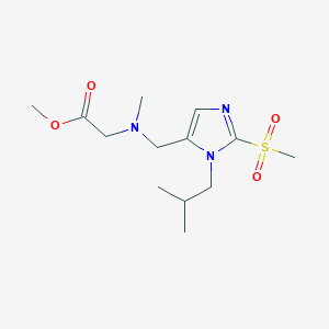 molecular formula C13H23N3O4S B3776681 Methyl 2-[methyl-[[3-(2-methylpropyl)-2-methylsulfonylimidazol-4-yl]methyl]amino]acetate 