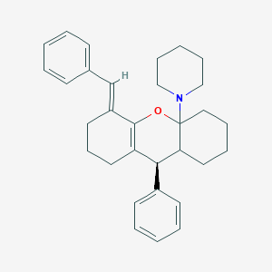 molecular formula C31H37NO B377674 1-(5-benzylidene-9-phenyl-1,2,3,4,5,6,7,8,9,9a-decahydro-4aH-xanthen-4a-yl)piperidine 