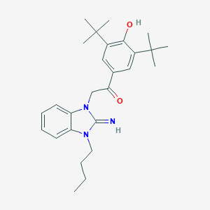 molecular formula C27H37N3O2 B377680 2-(3-butyl-2-imino-2,3-dihydro-1H-benzimidazol-1-yl)-1-(3,5-ditert-butyl-4-hydroxyphenyl)ethanone 
