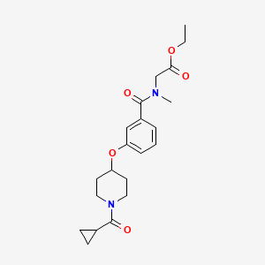 molecular formula C21H28N2O5 B3776802 ethyl N-(3-{[1-(cyclopropylcarbonyl)-4-piperidinyl]oxy}benzoyl)-N-methylglycinate 