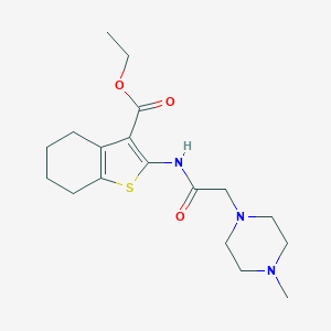 molecular formula C18H27N3O3S B377697 Ethyl 2-{[(4-methyl-1-piperazinyl)acetyl]amino}-4,5,6,7-tetrahydro-1-benzothiophene-3-carboxylate 