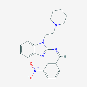 molecular formula C21H23N5O2 B377701 2-({3-nitrobenzylidene}amino)-1-[2-(1-piperidinyl)ethyl]-1H-benzimidazole 