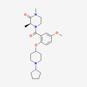 (3S*)-4-{2-[(1-cyclopentyl-4-piperidinyl)oxy]-5-methoxybenzoyl}-1,3-dimethyl-2-piperazinone