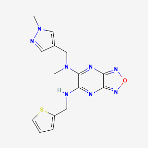 5-N-methyl-5-N-[(1-methylpyrazol-4-yl)methyl]-6-N-(thiophen-2-ylmethyl)-[1,2,5]oxadiazolo[3,4-b]pyrazine-5,6-diamine