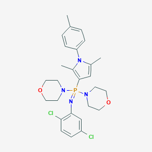 molecular formula C27H33Cl2N4O2P B377730 4-{(2,5-dichlorophenyl)[2,5-dimethyl-1-(4-methylphenyl)-1H-pyrrol-3-yl]4-morpholinylphosphorimidoyl}morpholine 