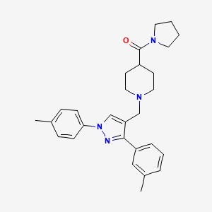 1-{[3-(3-methylphenyl)-1-(4-methylphenyl)-1H-pyrazol-4-yl]methyl}-4-(1-pyrrolidinylcarbonyl)piperidine