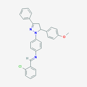 molecular formula C29H24ClN3O B377736 N-(2-chlorobenzylidene)-N-{4-[5-(4-methoxyphenyl)-3-phenyl-4,5-dihydro-1H-pyrazol-1-yl]phenyl}amine 