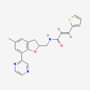 (2E)-N-{[5-methyl-7-(2-pyrazinyl)-2,3-dihydro-1-benzofuran-2-yl]methyl}-3-(2-thienyl)acrylamide