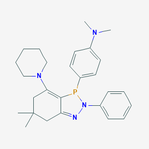 molecular formula C27H35N4P B377753 N-{4-[6,6-dimethyl-2-phenyl-4-(1-piperidinyl)-2,5,6,7-tetrahydro-3H-1,2,3-benzodiazaphosphol-3-yl]phenyl}-N,N-dimethylamine 
