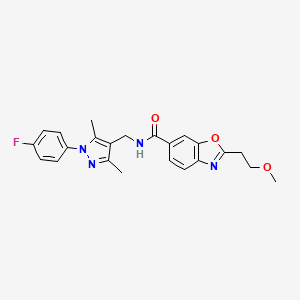 N-{[1-(4-fluorophenyl)-3,5-dimethyl-1H-pyrazol-4-yl]methyl}-2-(2-methoxyethyl)-1,3-benzoxazole-6-carboxamide