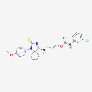 molecular formula C24H27ClN4O3S B377774 3-[[1-(4-methoxyphenyl)-2-sulfanylidene-1,3-diazaspiro[4.4]non-3-en-4-yl]amino]propyl N-(3-chlorophenyl)carbamate 