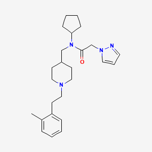 N-cyclopentyl-N-[[1-[2-(2-methylphenyl)ethyl]piperidin-4-yl]methyl]-2-pyrazol-1-ylacetamide