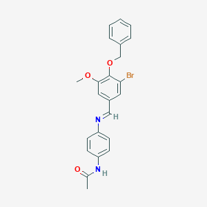 molecular formula C23H21BrN2O3 B377777 N-(4-{[4-(benzyloxy)-3-bromo-5-methoxybenzylidene]amino}phenyl)acetamide 