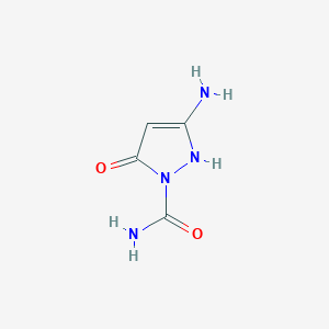 molecular formula C4H6N4O2 B037778 3-amino-5-hydroxy-1H-pyrazole-1-carboxamide CAS No. 119769-05-0