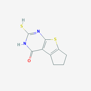 molecular formula C9H8N2OS2 B377783 Cyclopenta[a]inden-4-one, 6-mercapto-1,2,3,5-tetrahydro-8-thia-5,7-diaza- CAS No. 55056-26-3
