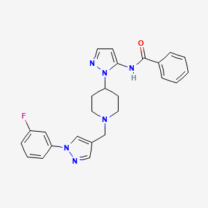 N-[1-(1-{[1-(3-fluorophenyl)-1H-pyrazol-4-yl]methyl}-4-piperidinyl)-1H-pyrazol-5-yl]benzamide