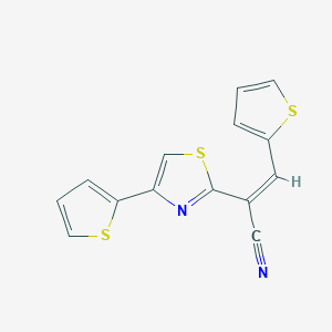 molecular formula C14H8N2S3 B377800 (Z)-3-(thiophen-2-yl)-2-(4-(thiophen-2-yl)thiazol-2-yl)acrylonitrile CAS No. 332045-95-1