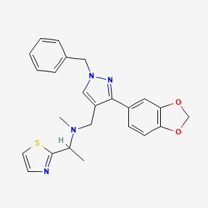 N-{[3-(1,3-benzodioxol-5-yl)-1-benzyl-1H-pyrazol-4-yl]methyl}-N-methyl-1-(1,3-thiazol-2-yl)ethanamine