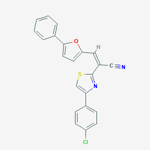 molecular formula C22H13ClN2OS B377802 2-[4-(4-Chlorophenyl)-1,3-thiazol-2-yl]-3-(5-phenyl-2-furyl)acrylonitrile 